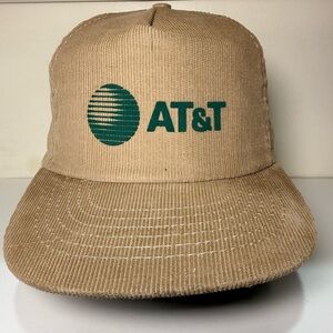 Vintage 1980’s  AT&T Corduroy ￼truckers Hat call before you dig made in the USA